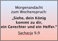 Sach 9,9 Siehe, dein Knig kommt zu dir